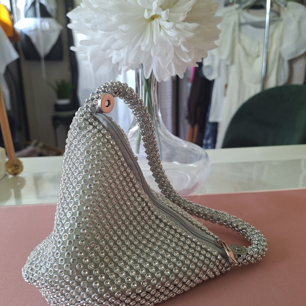 Bcbgeneration Silver Clutch Glamorous Metallic Me… - image 7